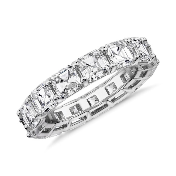 Clarity VVS Brilliant Eternity RING Emerald Cut Horizontal Setting Wedding Band - Picture 4 of 9